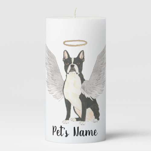 Boston Terrier Sympathy Memorial Pillar Candle