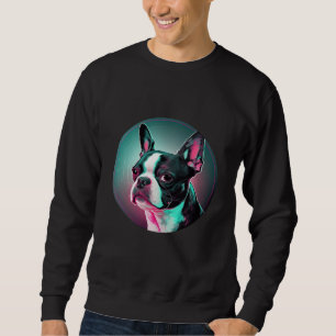 Boston Terrier Synthwave 80s Retrowave Aesthetic Sweatshirt