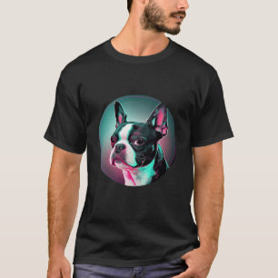 Boston Terrier Synthwave 80s Retrowave Aesthetic T-Shirt