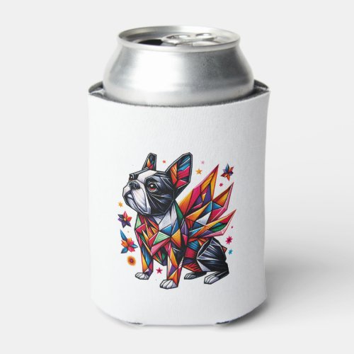Boston Terrier t_shirt origami funny cute Classic  Can Cooler