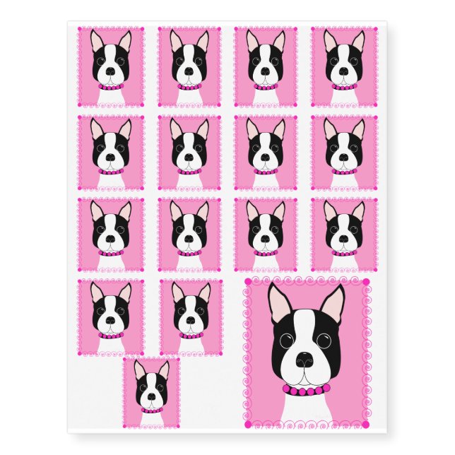 Boston Terrier Temporary Tattoos (Front)