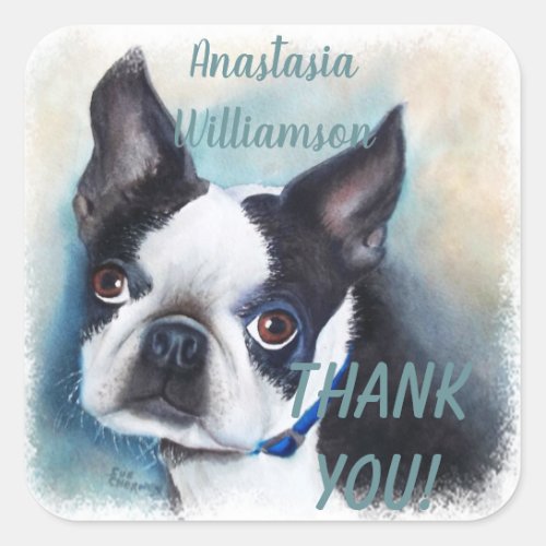 Boston Terrier THANK YOU Square Sticker