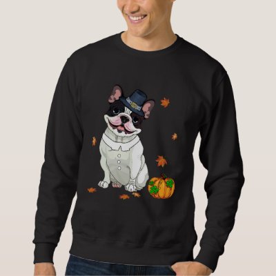 Boston Terrier Thanksgiving Costume Pilgrim Turkey Sweatshirt