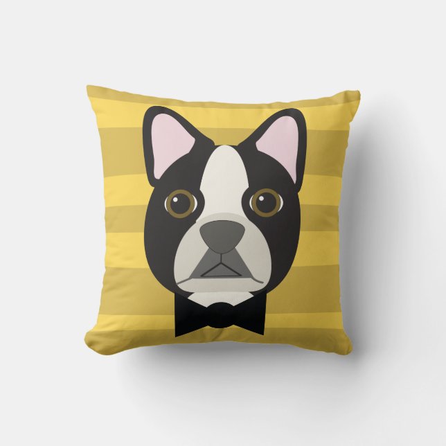 Boston Terrier Throw Pillow (Front)
