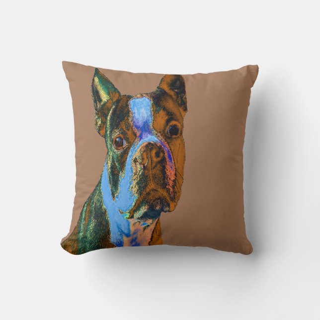 Boston Terrier Throw Pillow (Front)