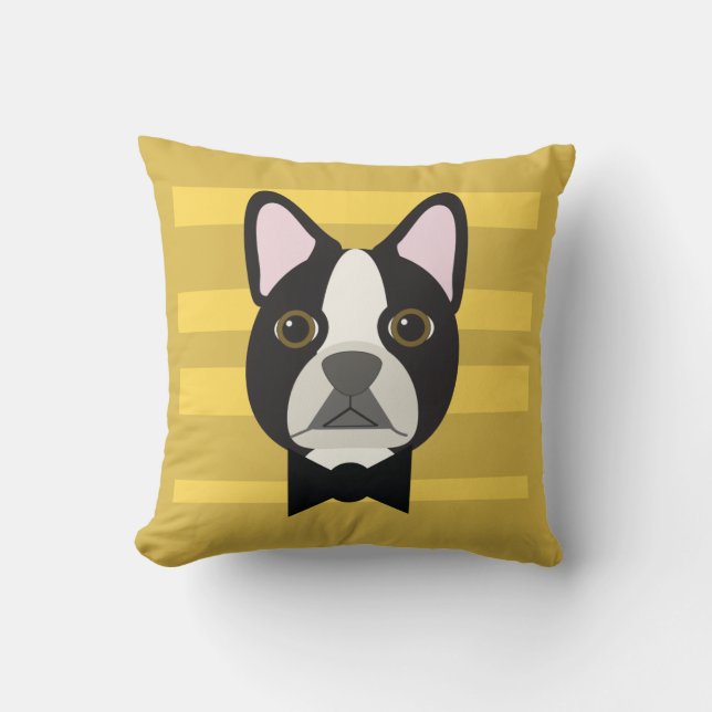 Boston Terrier Throw Pillow (Front)