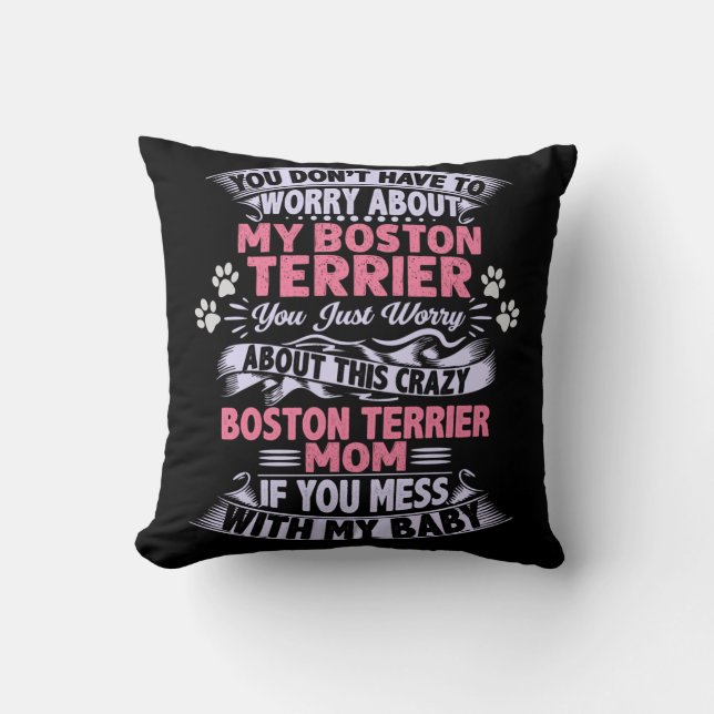 "Boston Terrier" throw pillow. Throw Pillow (Front)