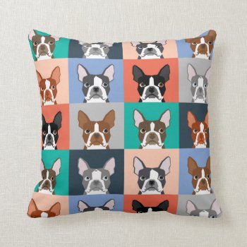 Boston Terrier Tiles - Cute Boston Terrier Pillow by FriendlyPets at Zazzle