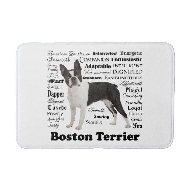 Boston Terrier Traits Bath Mat (Front)