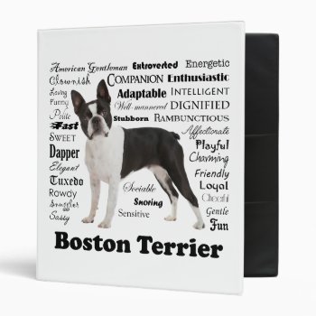 Boston Terrier Traits Binder by ForLoveofDogs at Zazzle