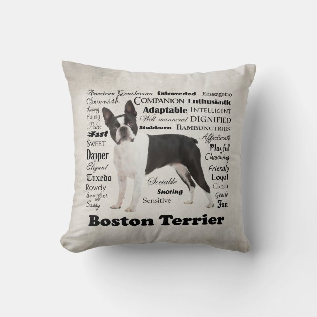 Boston Terrier Traits Pillow (Front)