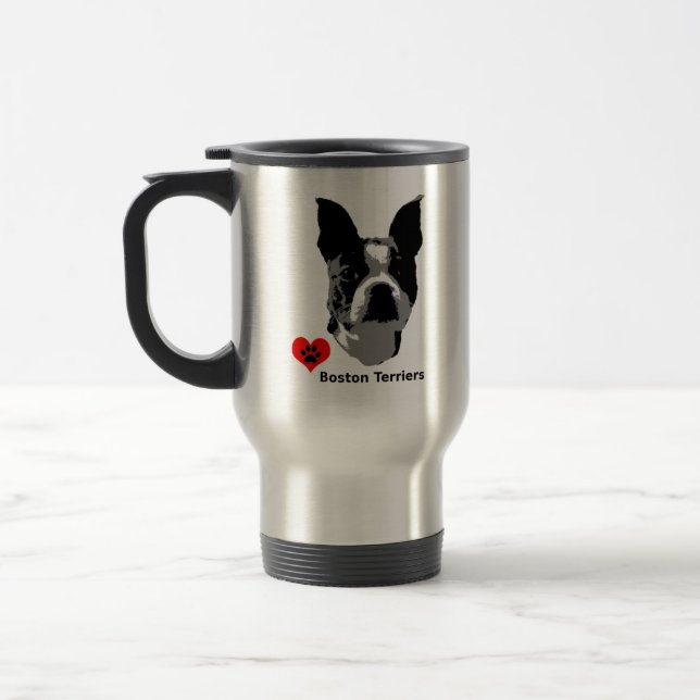 Boston Terrier Travel Mug (Left)