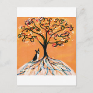 Boston Terrier tree orange Postcard
