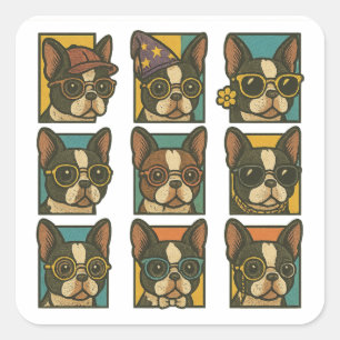 Boston Terrier Trendsetters Square Sticker