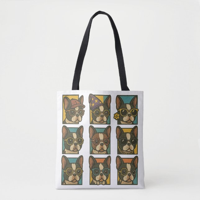 Boston Terrier Trendsetters Tote Bag (Front)