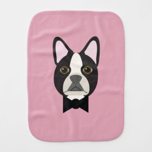 Boston Terrier Tux Baby Burp Cloth