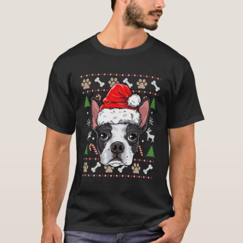 Boston Terrier Ugly Dog Santa T_Shirt