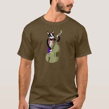 Boston Terrier Upright  Bass Player T-shirt