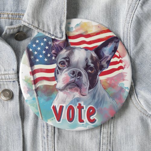 Boston Terrier US Elections Vote for a Change Button