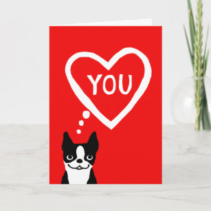 Boston Terrier Valentine Holiday Card