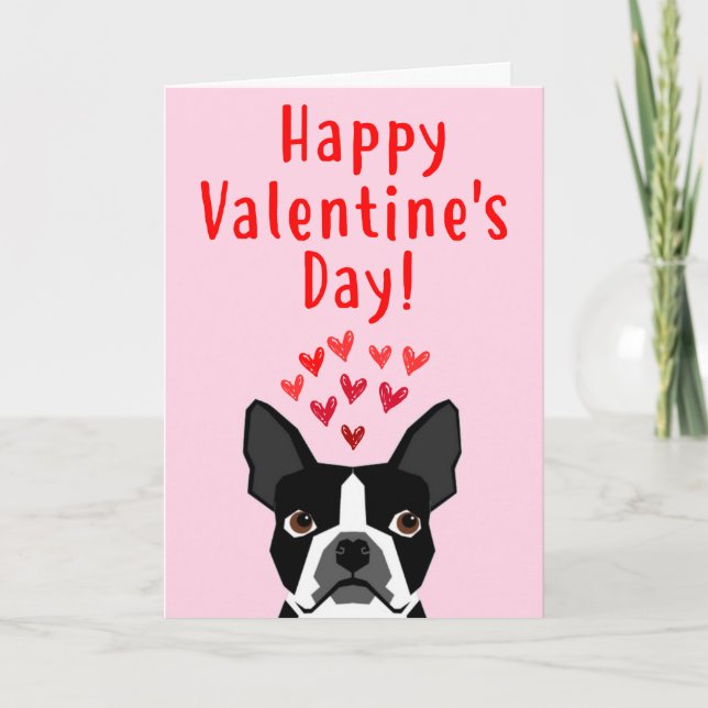 Boston Terrier Valentine's Day Card (Front)