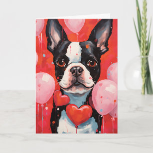 Boston Terrier Valentines day Card