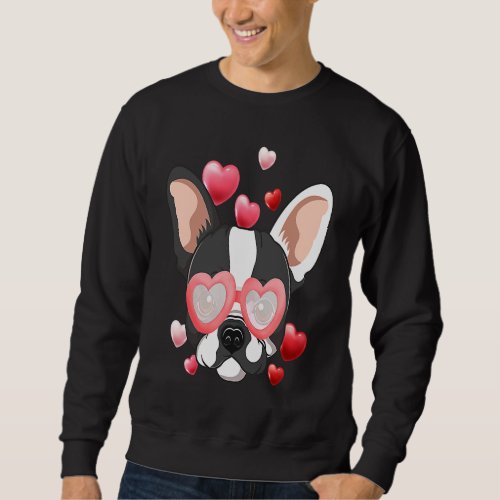 Boston Terrier Valentines Day  Heart Dog Sweatshirt