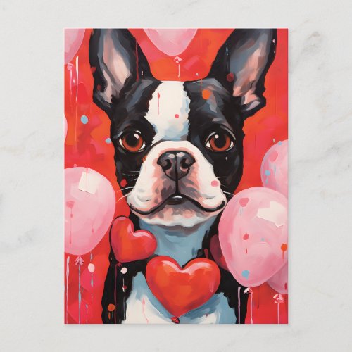 Boston Terrier Valentines day Postcard