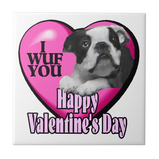 Boston Terrier Valentines Day Tile (Front)