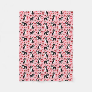 Boston Terrier Valentines Love Fabric Fleece Blanket