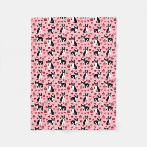 Boston Terrier Valentines Love Fabric Fleece Blanket