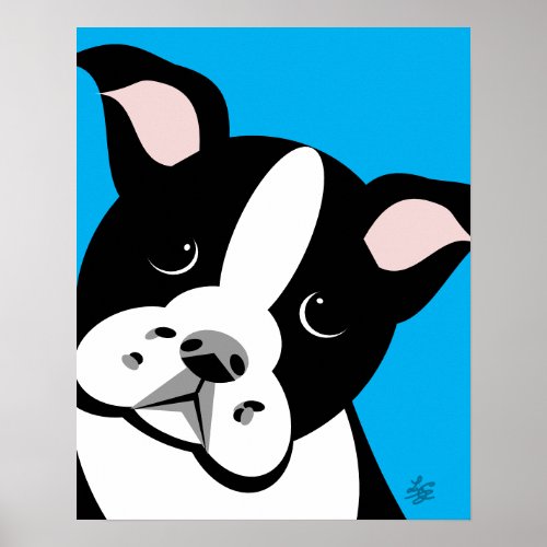 Boston Terrier Vector Portrait  Poster