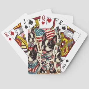 Boston Terrier Vintage Seamless Illustration Poker Cards