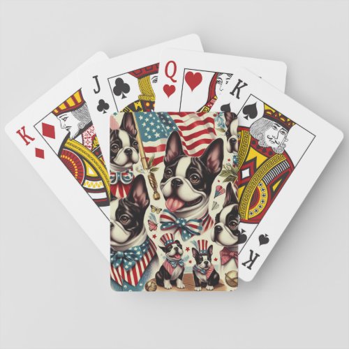 Boston Terrier Vintage Seamless Illustration Poker Cards