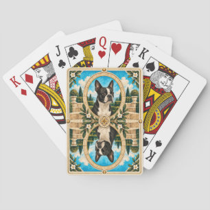 Boston Terrier, Vintage Watercolor Dog Art Poker Cards