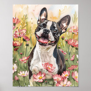 Boston Terrier Watercolor Print Dog Poster