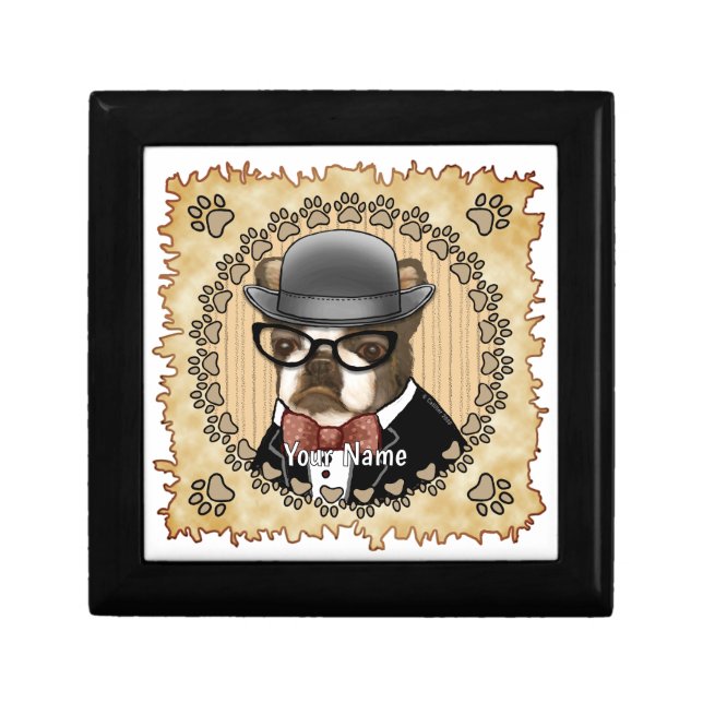 Boston Terrier Wearing Glasses Gift Box (Front)
