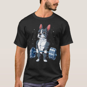 Boston Terrier Weightlifting Funny Deadlift Men T-Shirt