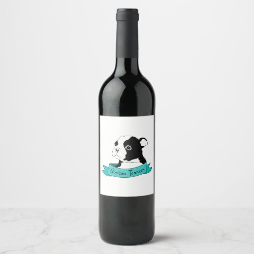 Boston Terrier Wine Label