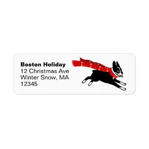 Boston Terrier Winter Holiday Cute Dog Christmas Label
