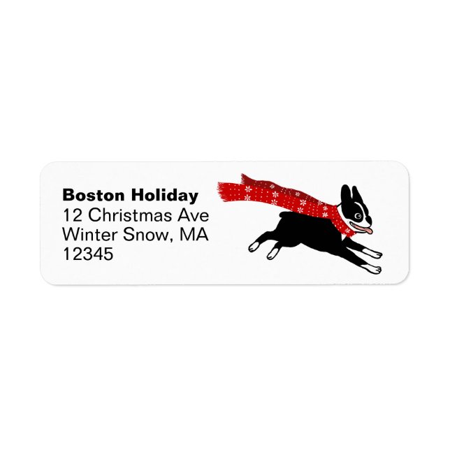 Boston Terrier Winter Holiday Cute Dog Christmas Label (Front)