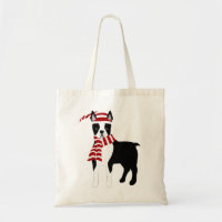 Boston Terrier Winter Tote Bag