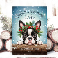 Boston Terrier Winter Wonderland Joyful Christmas
