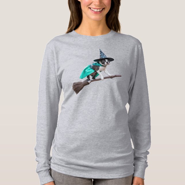Boston Terrier Witch T-Shirt (Front)