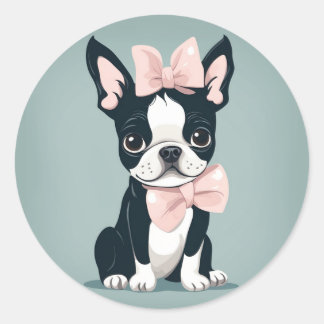 Boston Terrier with Bow Sticker