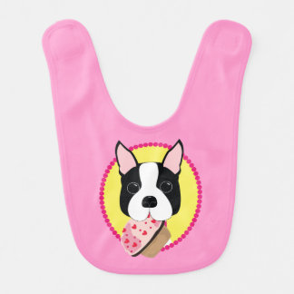 Boston Terrier with Cupcake Baby Bib