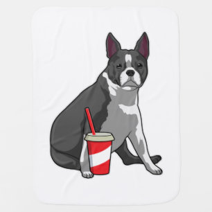 Boston Terrier with Drink Baby Blanket