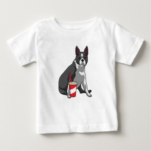 Boston Terrier with Drink Baby T_Shirt