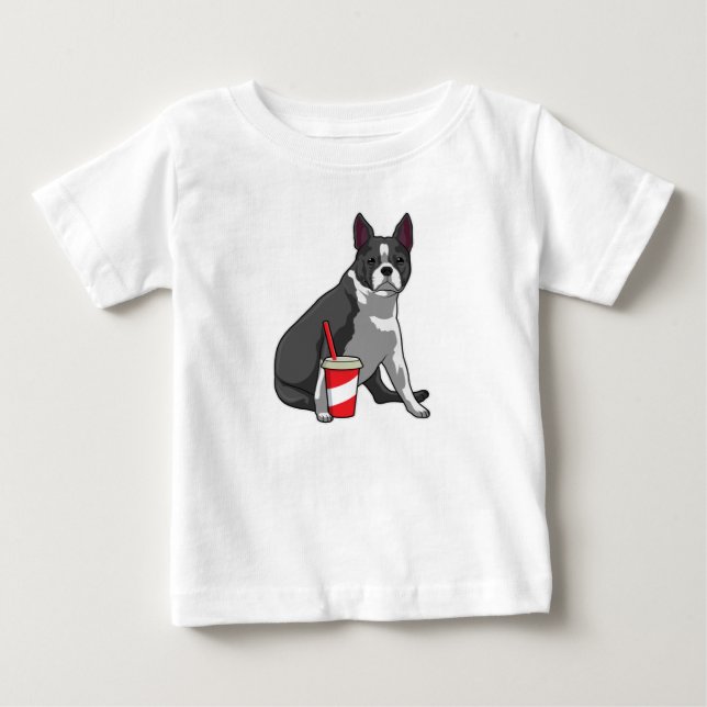 Boston Terrier with Drink Baby T-Shirt (Front)