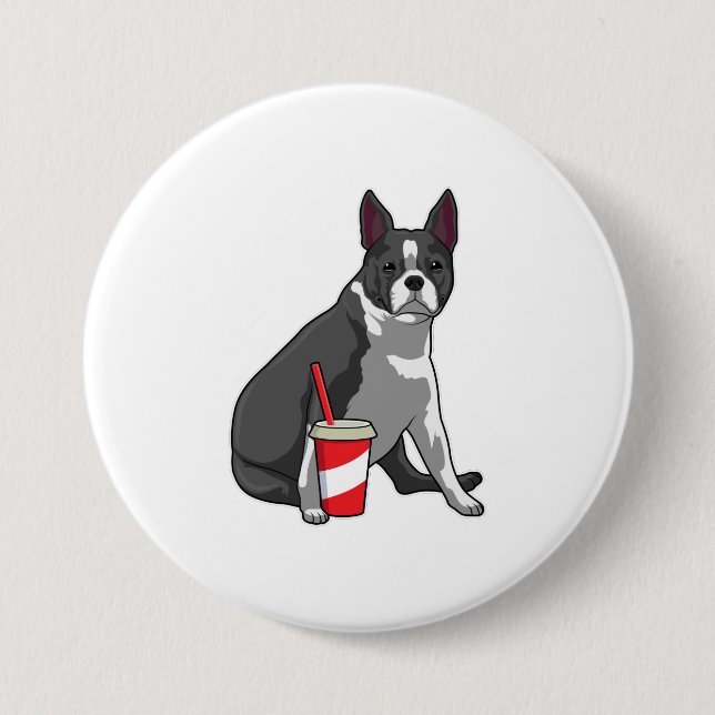 Boston Terrier with Drink Button (Front)